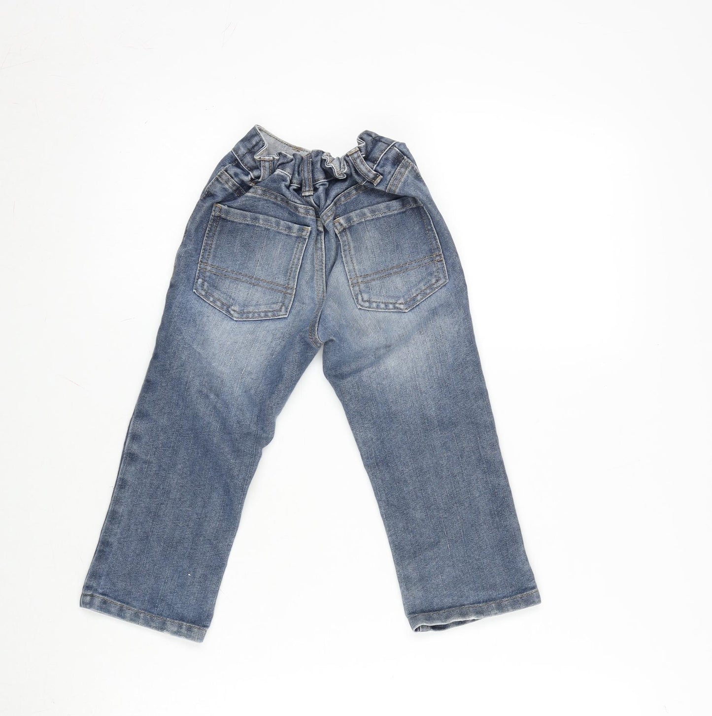 George Boys Blue Cotton Straight Jeans Size 3-4 Years Regular Button - Inside Leg 14.5 Inches- Distressed.
