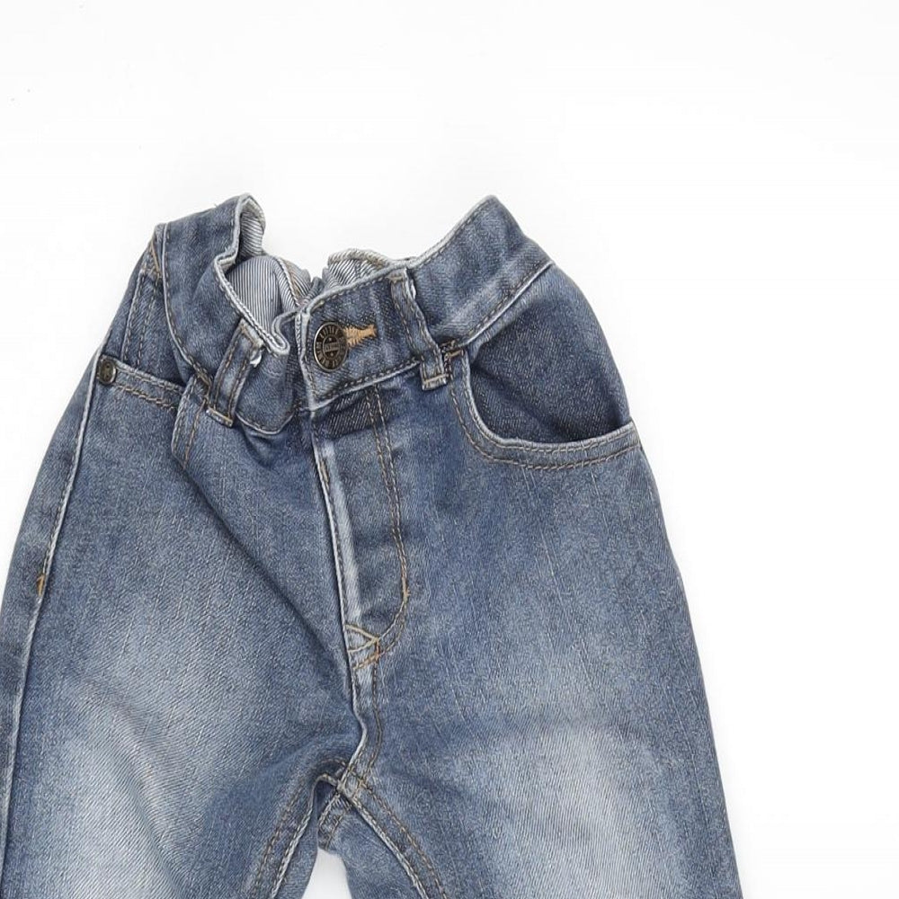 George Boys Blue Cotton Straight Jeans Size 3-4 Years Regular Button - Inside Leg 14.5 Inches- Distressed.