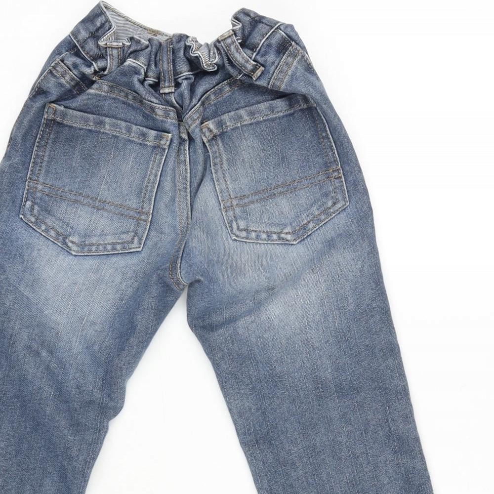 George Boys Blue Cotton Straight Jeans Size 3-4 Years Regular Button - Inside Leg 14.5 Inches- Distressed.