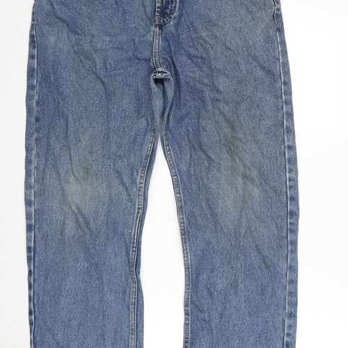 Denim & Co. Mens Blue Herringbone Cotton Straight Jeans Size 34 in L30 in Regular Zip