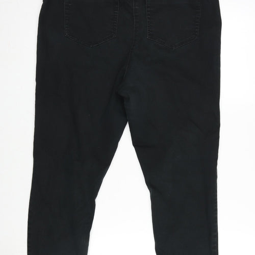 Matalan Womens Black Cotton Blend Tapered Jeans Size 16 L24 in Regular Zip