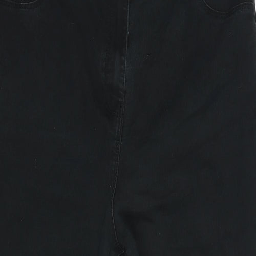 Matalan Womens Black Cotton Blend Tapered Jeans Size 16 L24 in Regular Zip