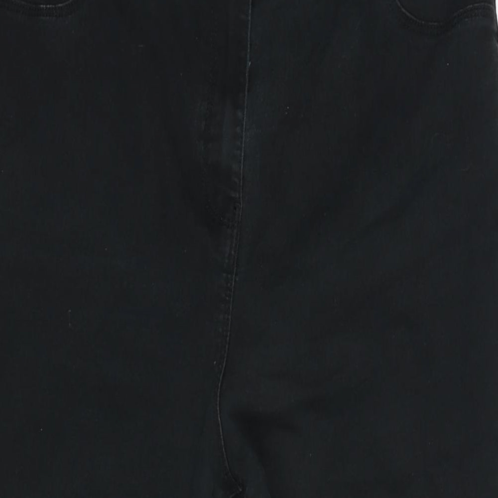 Matalan Womens Black Cotton Blend Tapered Jeans Size 16 L24 in Regular Zip