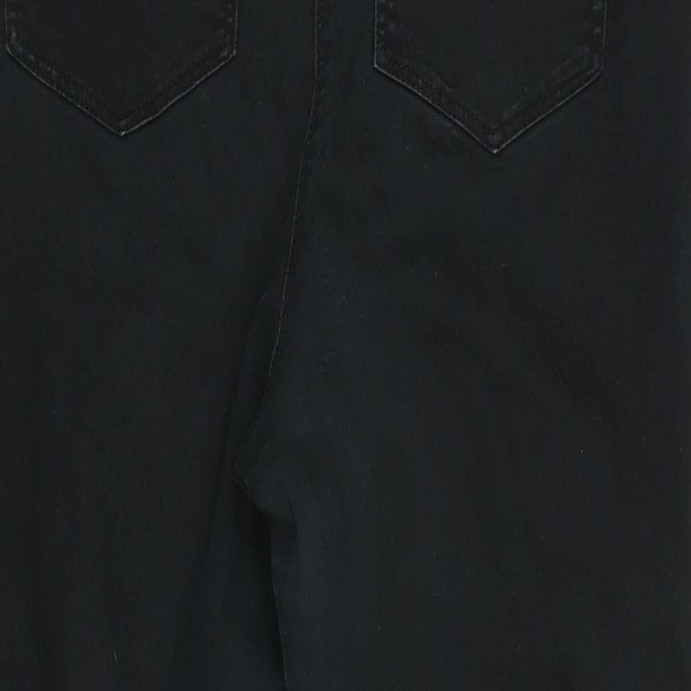 Matalan Womens Black Cotton Blend Tapered Jeans Size 16 L24 in Regular Zip