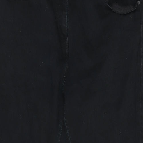 NEXT Womens Black Cotton Blend Tapered Jeans Size 14 L28 in Slim Zip