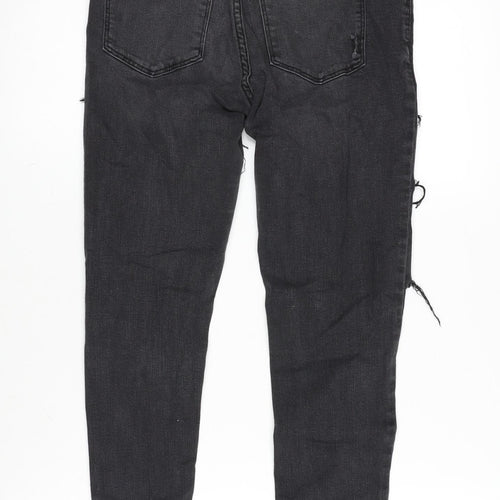 Denim & Co. Womens Grey Cotton Blend Straight Jeans Size 12 L25.5 in Regular Zip