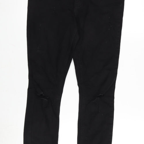 Denim & Co. Womens Black Cotton Blend Tapered Jeans Size 10 L29 in Regular Zip
