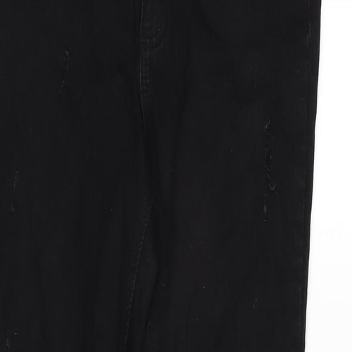 Denim & Co. Womens Black Cotton Blend Tapered Jeans Size 10 L29 in Regular Zip