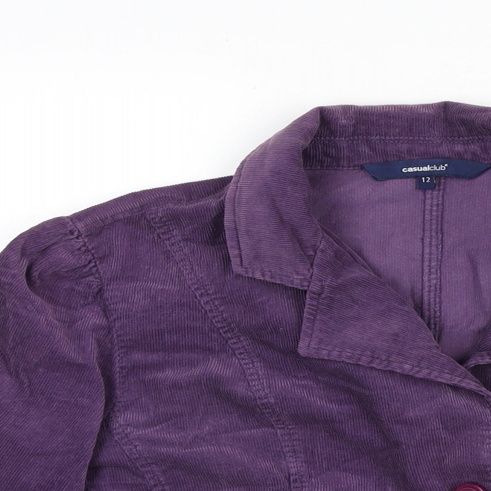 Casual Club Womens Purple Jacket Size 12 Button