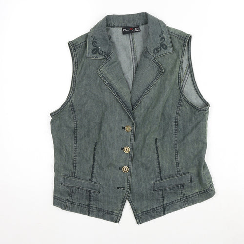 Oscar B Womens Green Gilet Waistcoat Size 14 Button