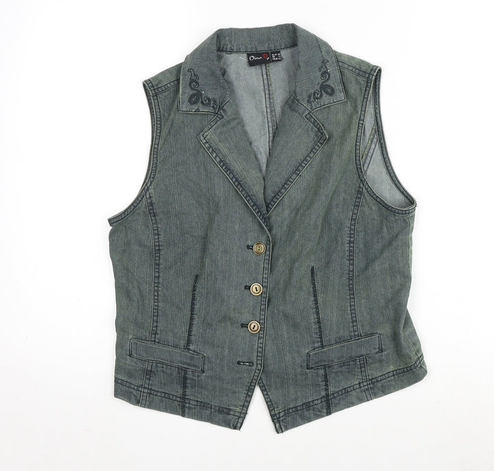 Oscar B Womens Green Gilet Waistcoat Size 14 Button