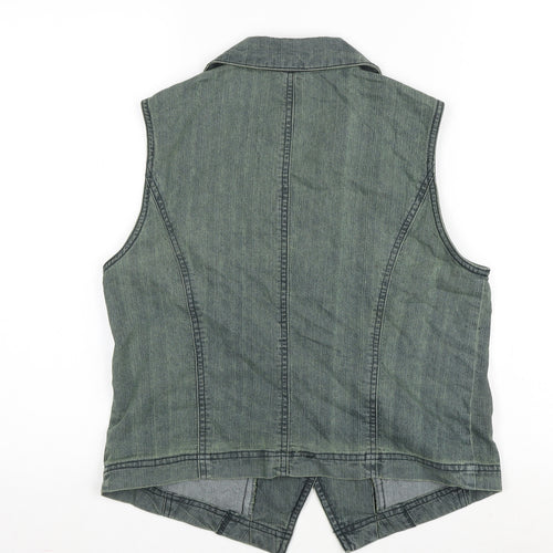 Oscar B Womens Green Gilet Waistcoat Size 14 Button