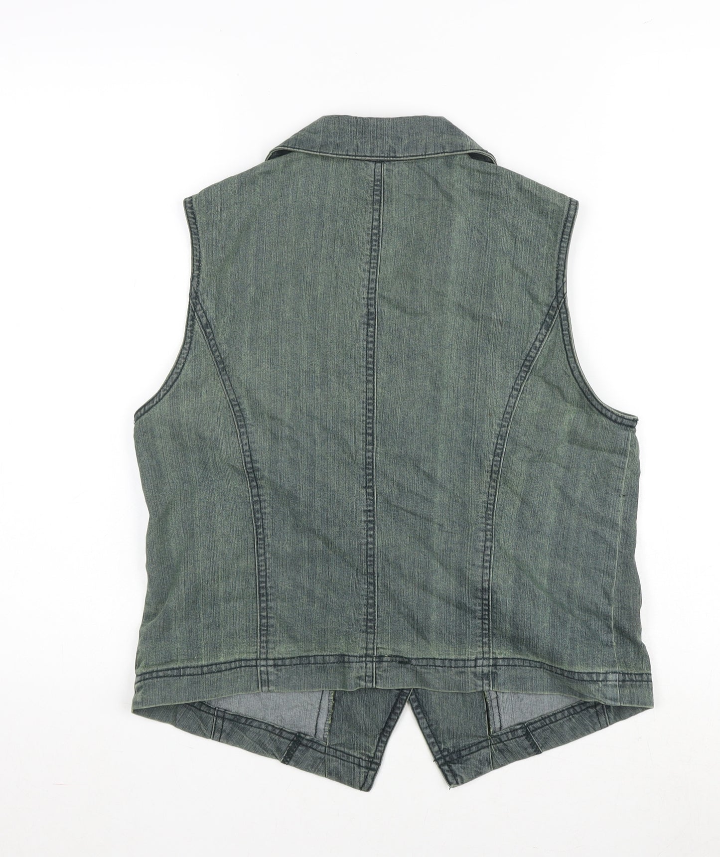Oscar B Womens Green Gilet Waistcoat Size 14 Button