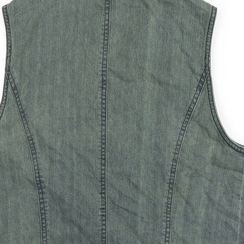 Oscar B Womens Green Gilet Waistcoat Size 14 Button