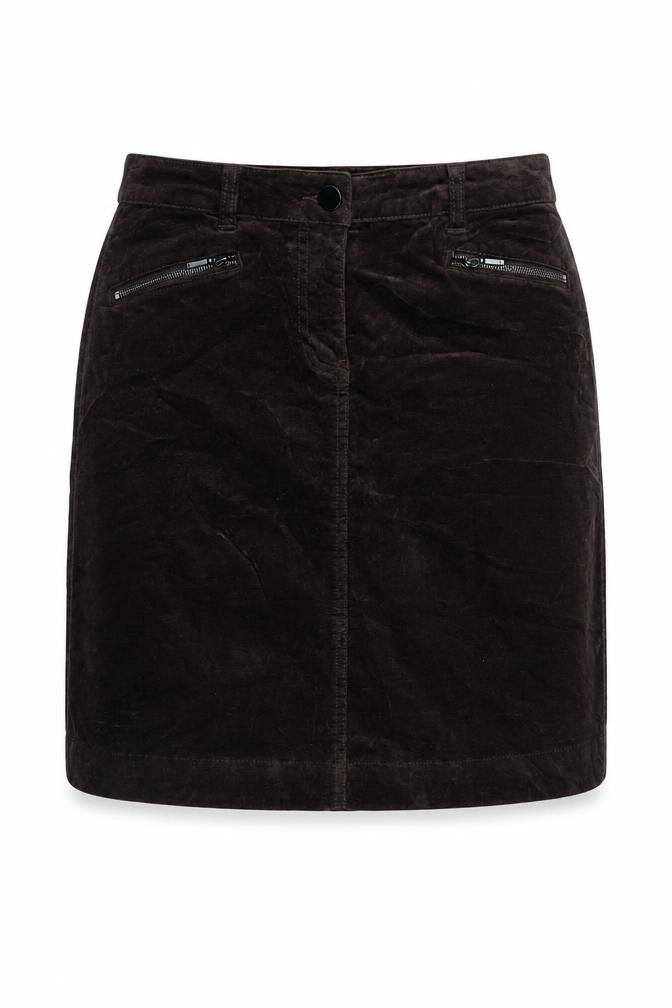 M&Co Womens Brown Cotton A-Line Skirt Size 10 Zip