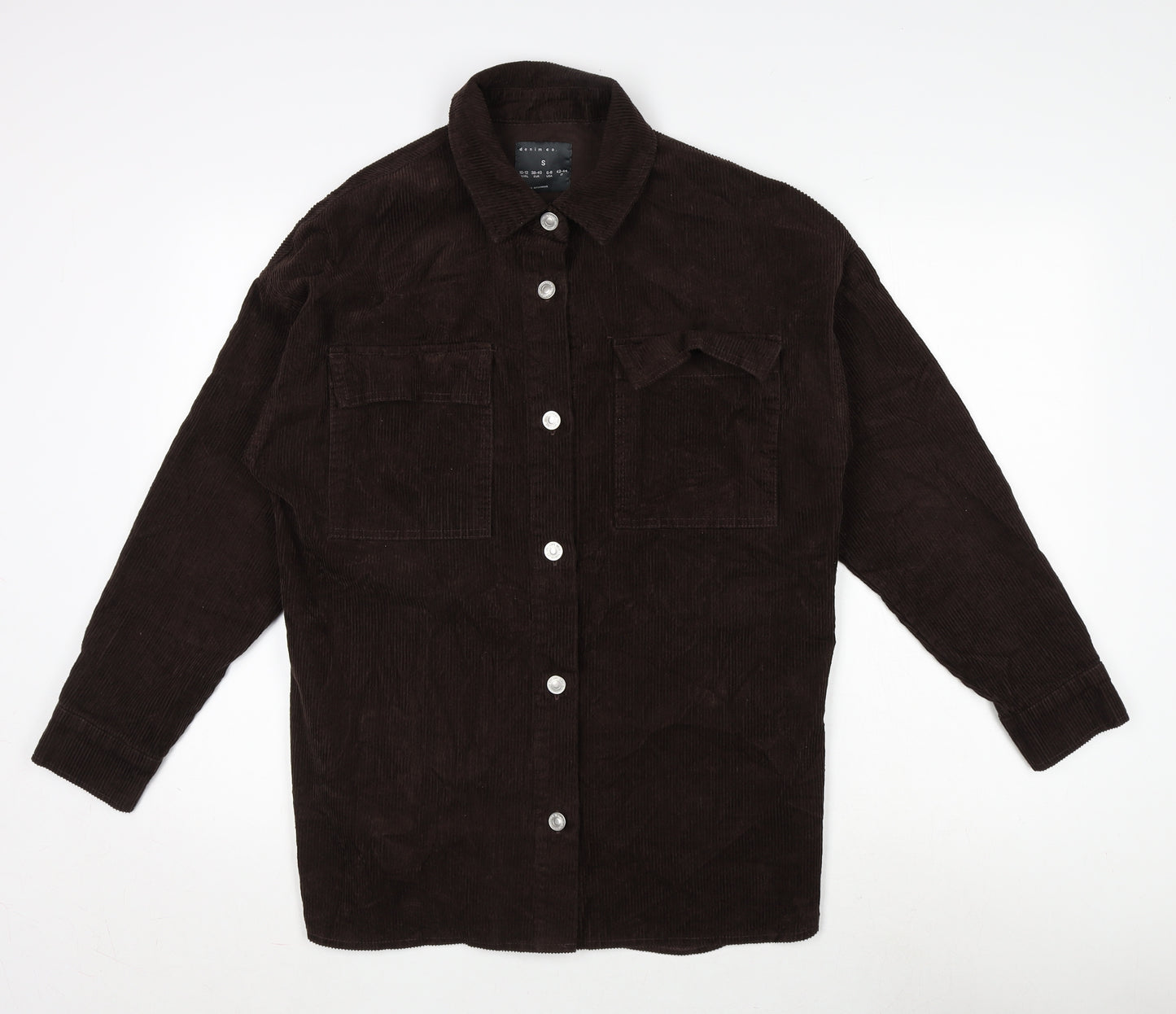 Denim & Co. Womens Brown Jacket Size S Button