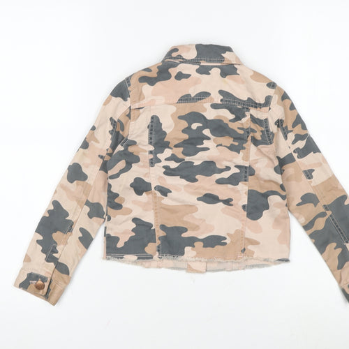 F&F Girls Multicoloured Camouflage Biker Jacket Size 6-7 Years Button