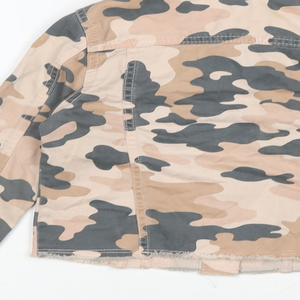 F&F Girls Multicoloured Camouflage Biker Jacket Size 6-7 Years Button