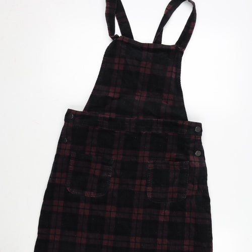TU Womens Multicoloured Check Polyester A-Line Size 10 Square Neck Snap