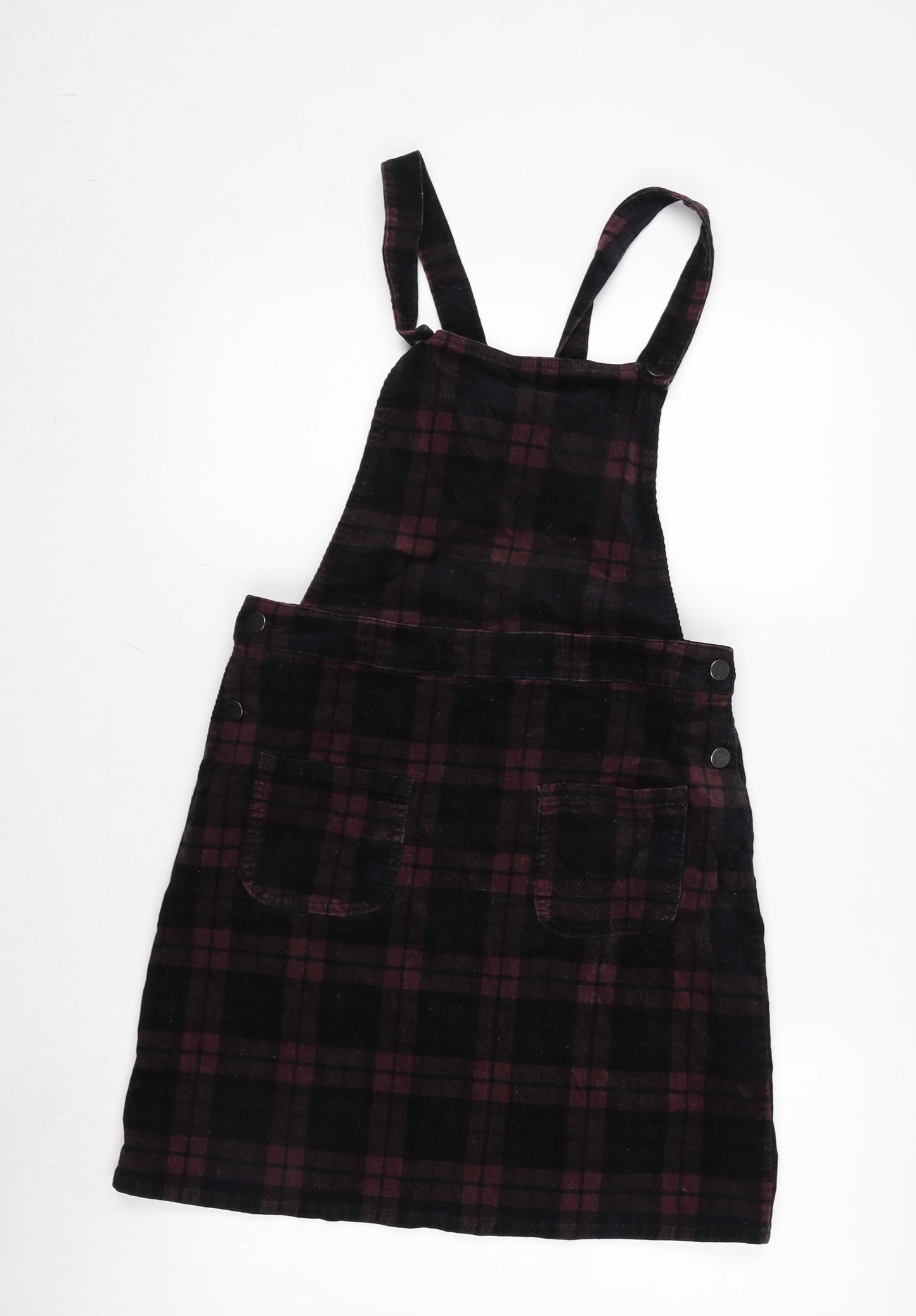 TU Womens Multicoloured Check Polyester A-Line Size 10 Square Neck Snap