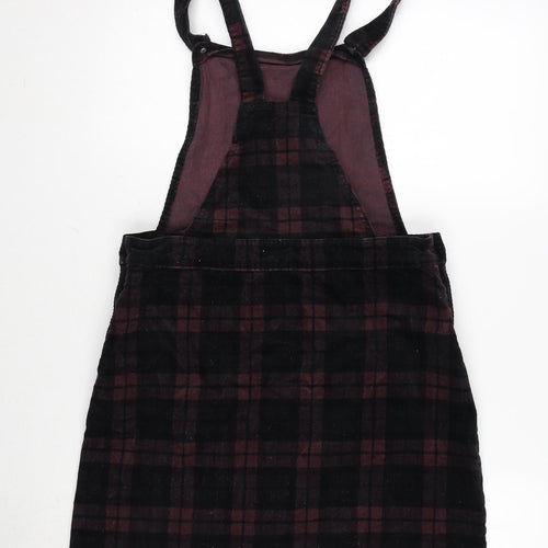 TU Womens Multicoloured Check Polyester A-Line Size 10 Square Neck Snap