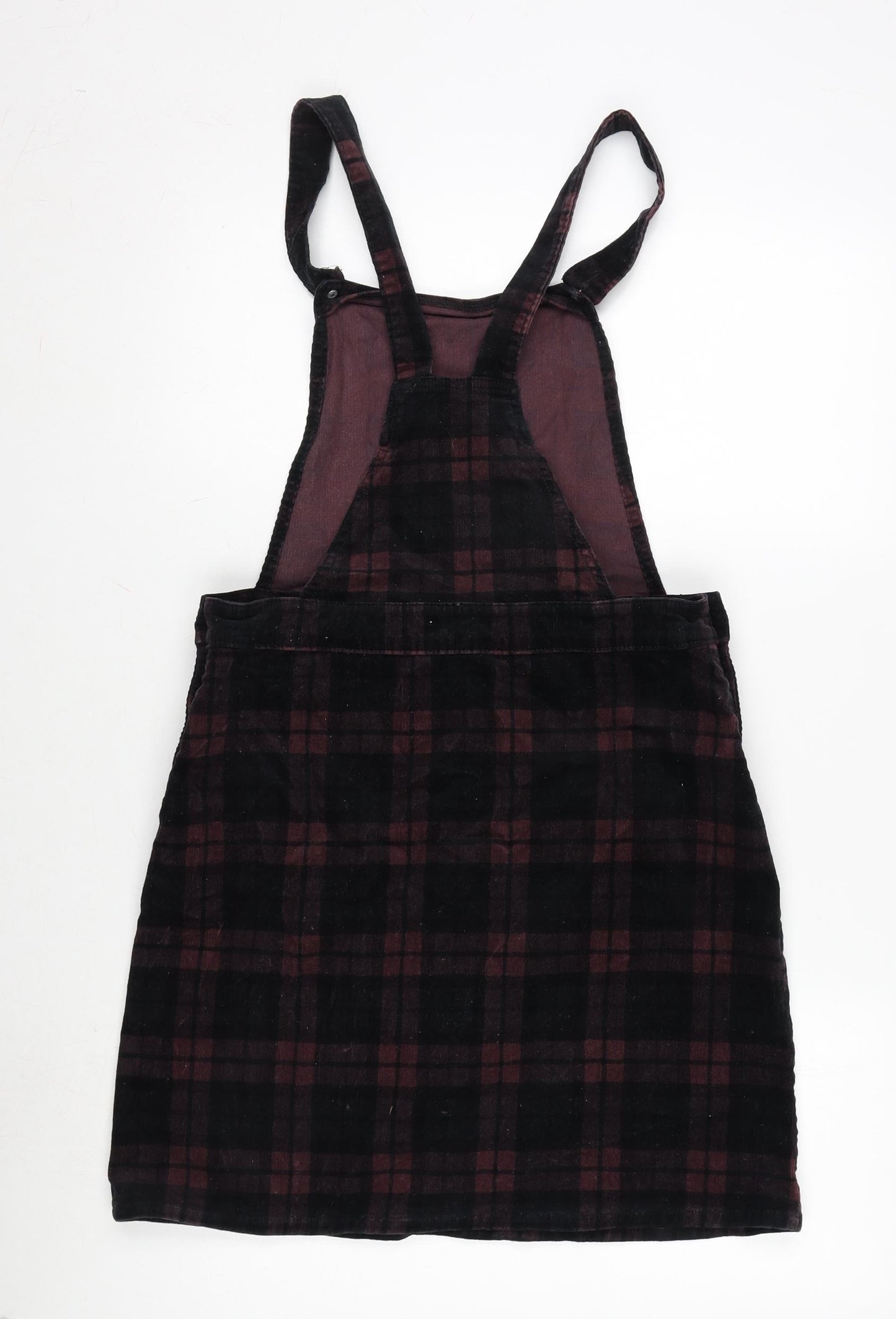 TU Womens Multicoloured Check Polyester A-Line Size 10 Square Neck Snap