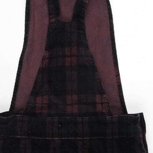 TU Womens Multicoloured Check Polyester A-Line Size 10 Square Neck Snap