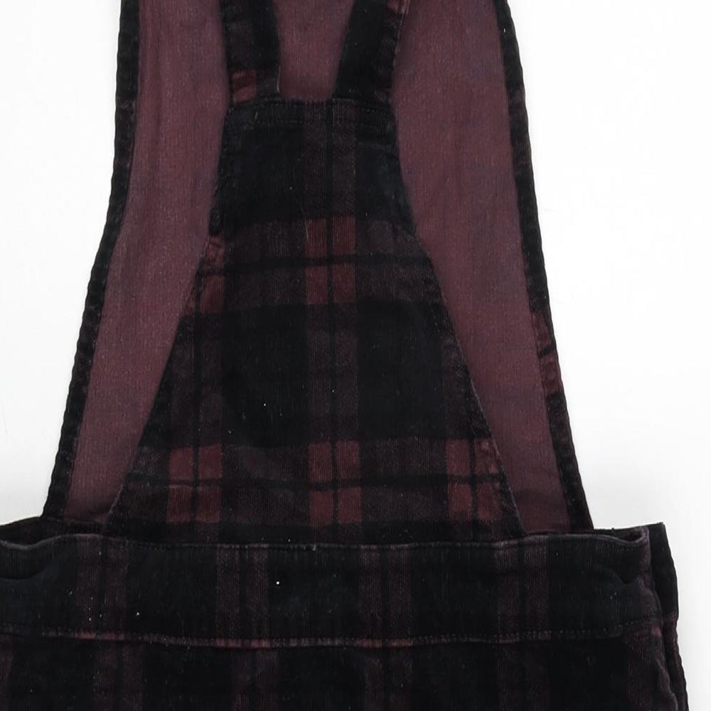 TU Womens Multicoloured Check Polyester A-Line Size 10 Square Neck Snap