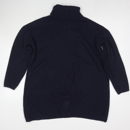 Jacqueline de Yong Womens Blue Roll Neck Acrylic Pullover Jumper Size L