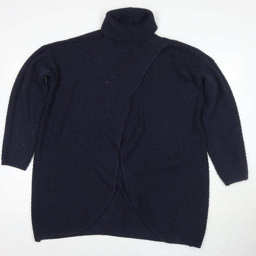 Jacqueline de Yong Womens Blue Roll Neck Acrylic Pullover Jumper Size L