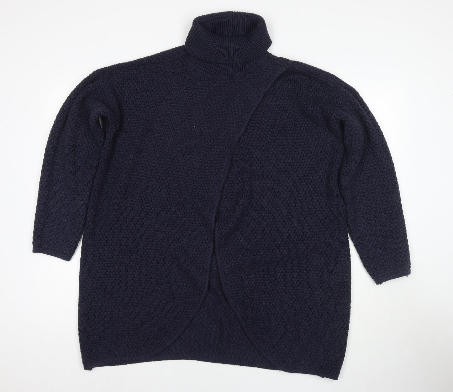 Jacqueline de Yong Womens Blue Roll Neck Acrylic Pullover Jumper Size L