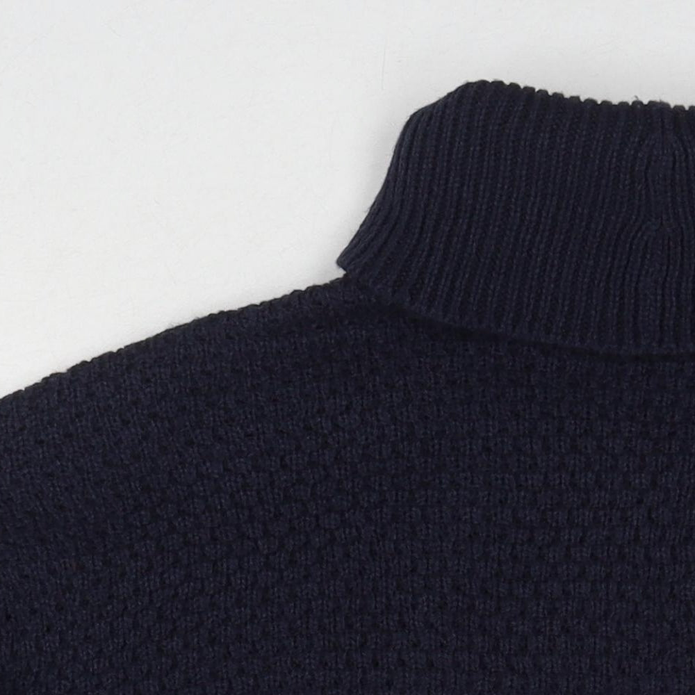 Jacqueline de Yong Womens Blue Roll Neck Acrylic Pullover Jumper Size L