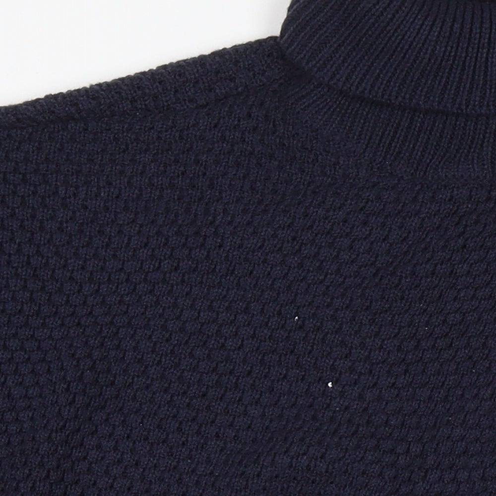 Jacqueline de Yong Womens Blue Roll Neck Acrylic Pullover Jumper Size L