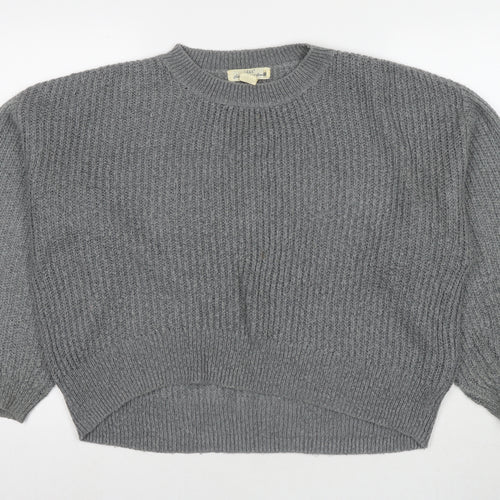 H&M Womens Grey Round Neck Acrylic Pullover Jumper Size S