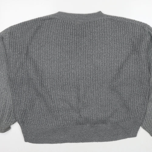H&M Womens Grey Round Neck Acrylic Pullover Jumper Size S
