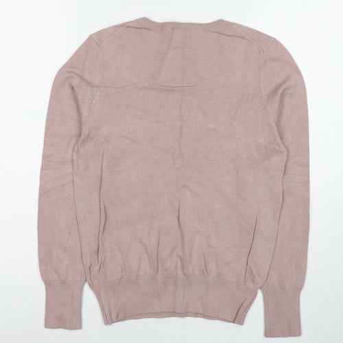 H&M Womens Beige V-Neck Viscose Pullover Jumper Size S
