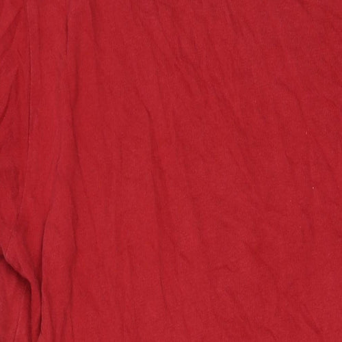 Zara Womens Red Cotton T-Shirt Dress Size L Round Neck Pullover - Pockets