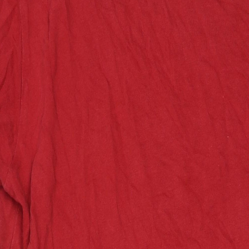 Zara Womens Red Cotton T-Shirt Dress Size L Round Neck Pullover - Pockets