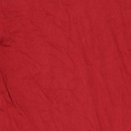 Zara Womens Red Cotton T-Shirt Dress Size L Round Neck Pullover - Pockets