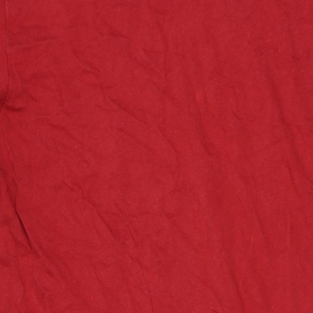 Zara Womens Red Cotton T-Shirt Dress Size L Round Neck Pullover - Pockets