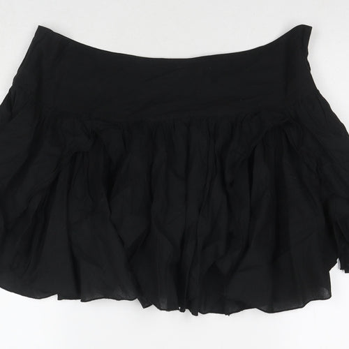 New Look Womens Black Cotton Mini Skirt Size 16 Zip