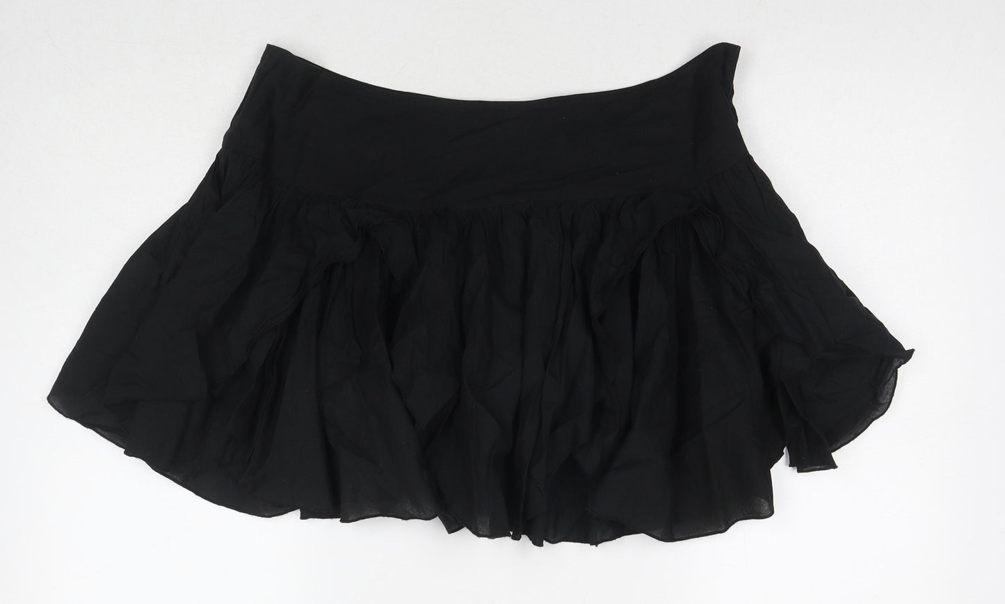 New Look Womens Black Cotton Mini Skirt Size 16 Zip