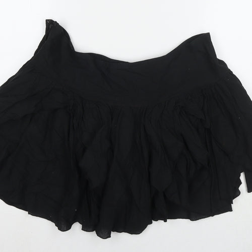 New Look Womens Black Cotton Mini Skirt Size 16 Zip