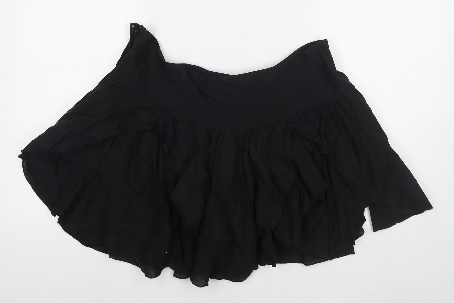 New Look Womens Black Cotton Mini Skirt Size 16 Zip
