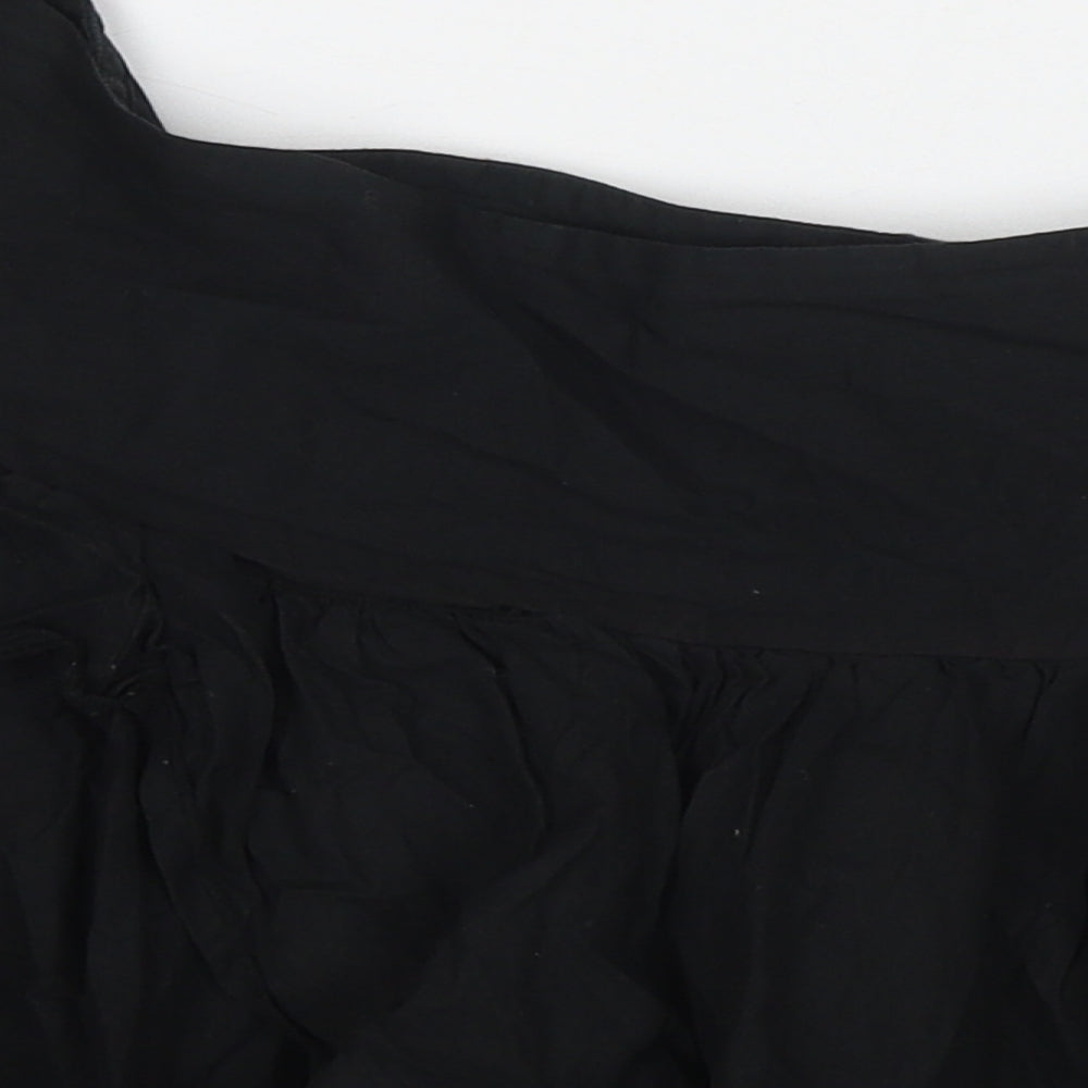New Look Womens Black Cotton Mini Skirt Size 16 Zip