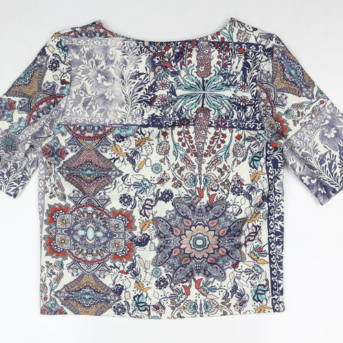 NEXT Womens Multicoloured Floral Polyester Basic T-Shirt Size 12 Round Neck