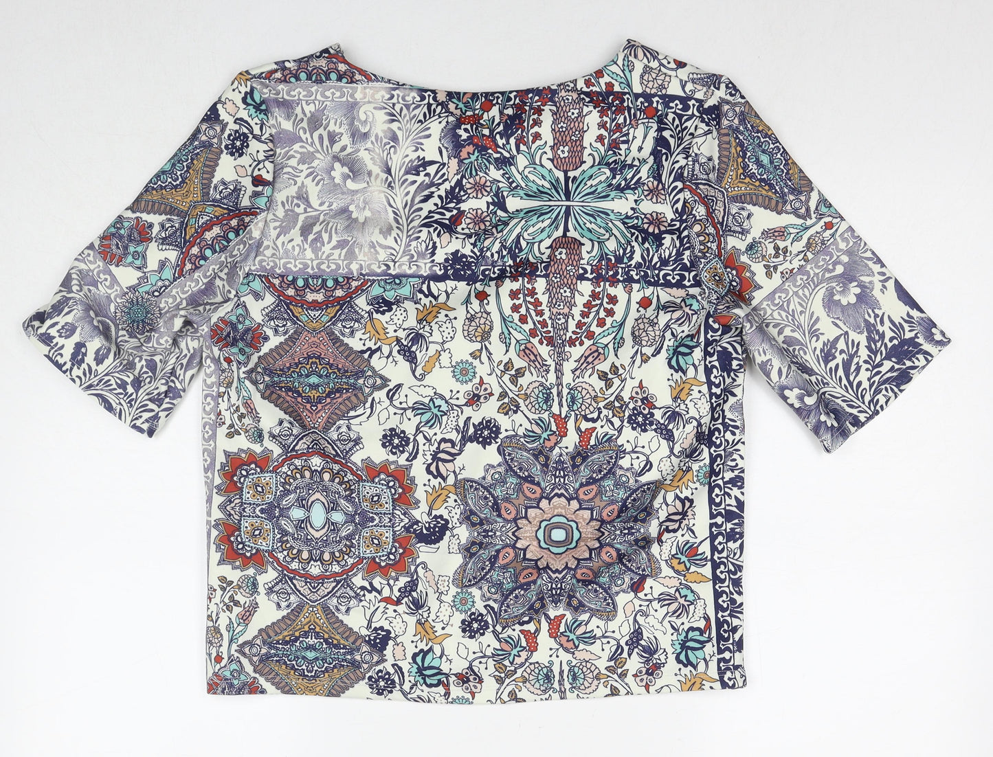 NEXT Womens Multicoloured Floral Polyester Basic T-Shirt Size 12 Round Neck