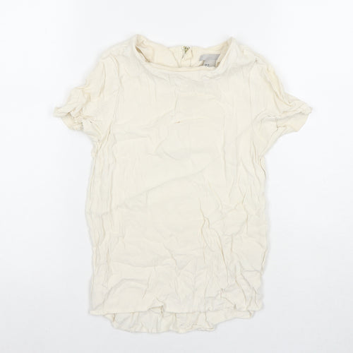 H&M Womens Ivory Viscose Basic Blouse Size 4 Round Neck
