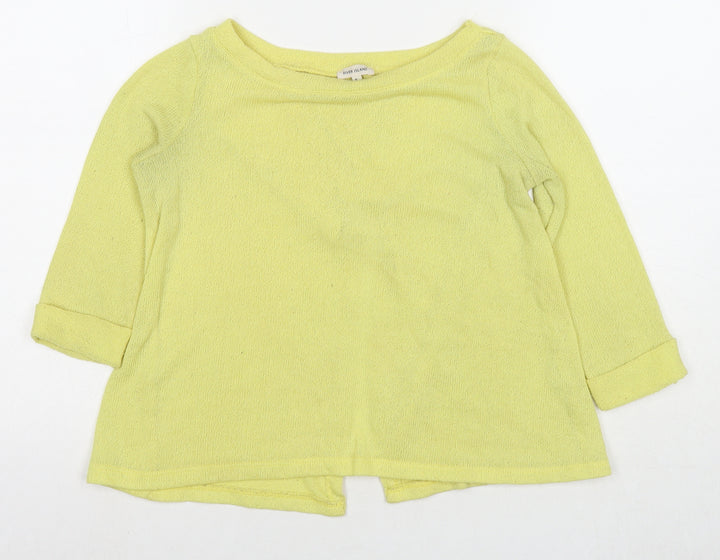 River Island Womens Yellow Round Neck Polyester Pullover Jumper Size 6