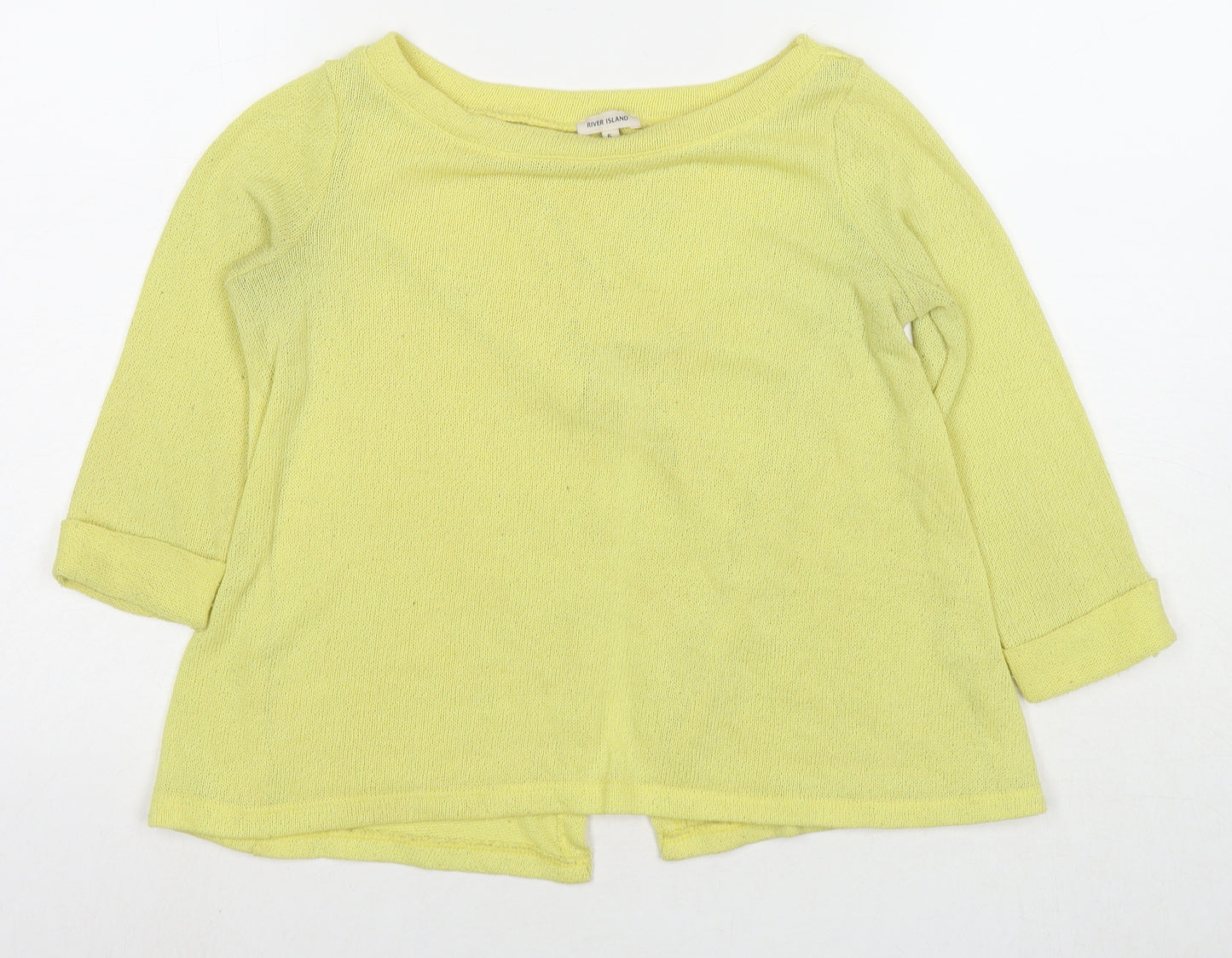 River Island Womens Yellow Round Neck Polyester Pullover Jumper Size 6